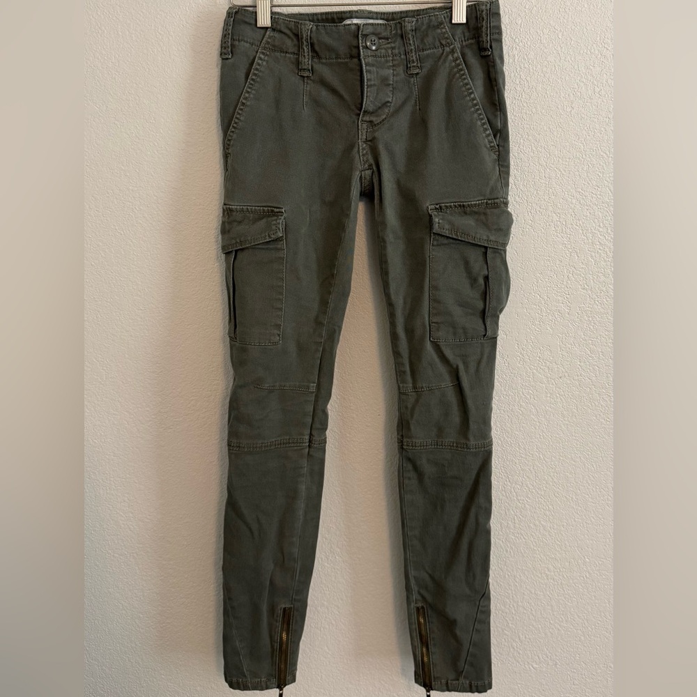 Free People Olive Cargo Zipper Ankle Pant